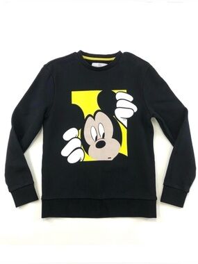 Disney x Peacebird Mickey Mouse peeking jet black graphic sweatshirt Small